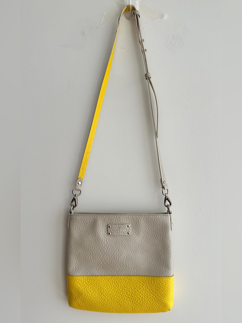kate spade Grove Court Pebbled Leather Crossbody Bag, Yellow/Beige